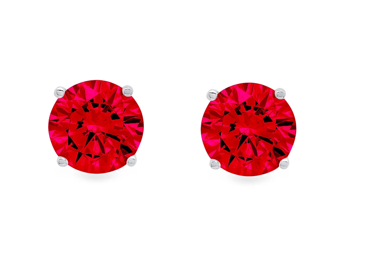 0.2 ct Round Cut Red Simulated Ruby 18k White Gold Stud Earrings F50109