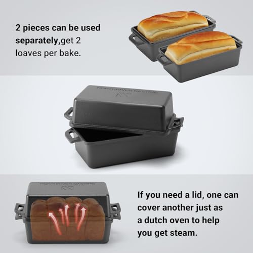 9x5 Inch Cast Iron Loaf Pan with Lid 2 Piece Set C849