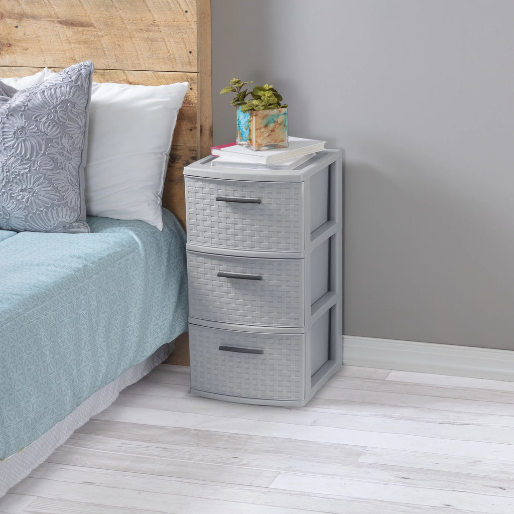 3 Drawer Plastic Weave Tower Set of 2 C273