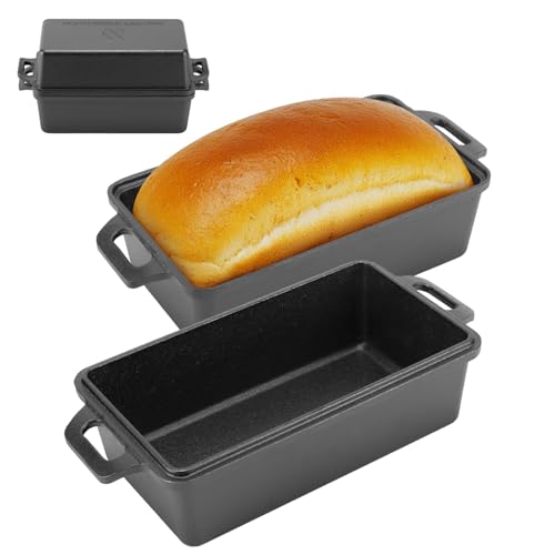 9x5 Inch Cast Iron Loaf Pan with Lid 2 Piece Set C849