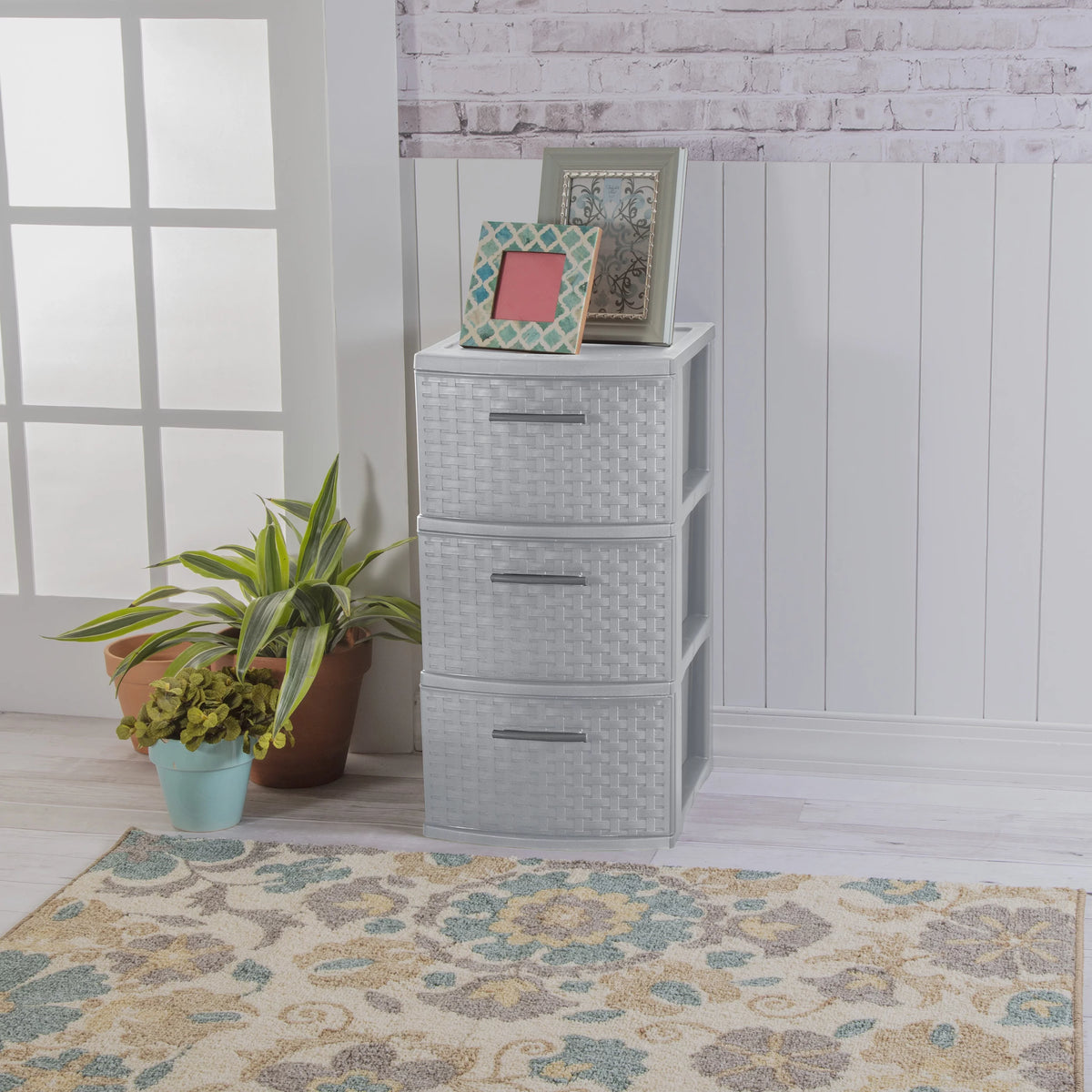 3 Drawer Plastic Weave Tower Set of 2 C273