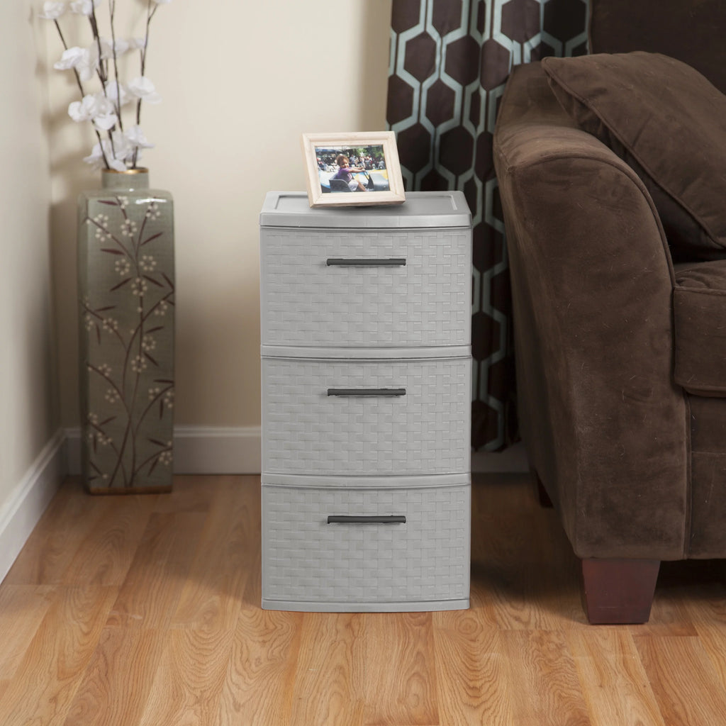 3 Drawer Plastic Weave Tower Set of 2 C273
