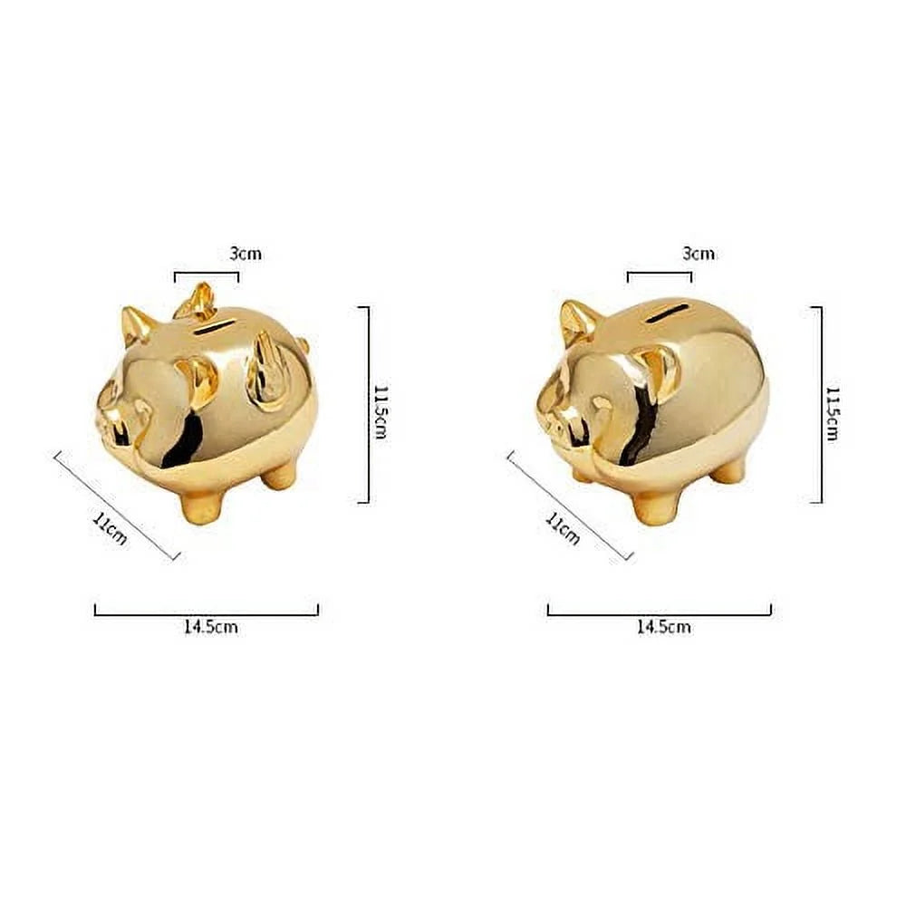 Ceramic Gold Pig Piggy Bank P33646