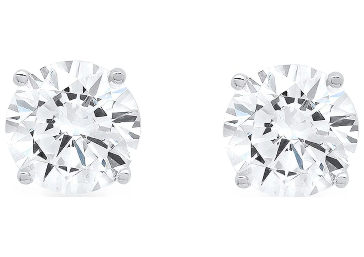 0.2 ct Round Cut Red Simulated Ruby 18k White Gold Stud Earrings F50109