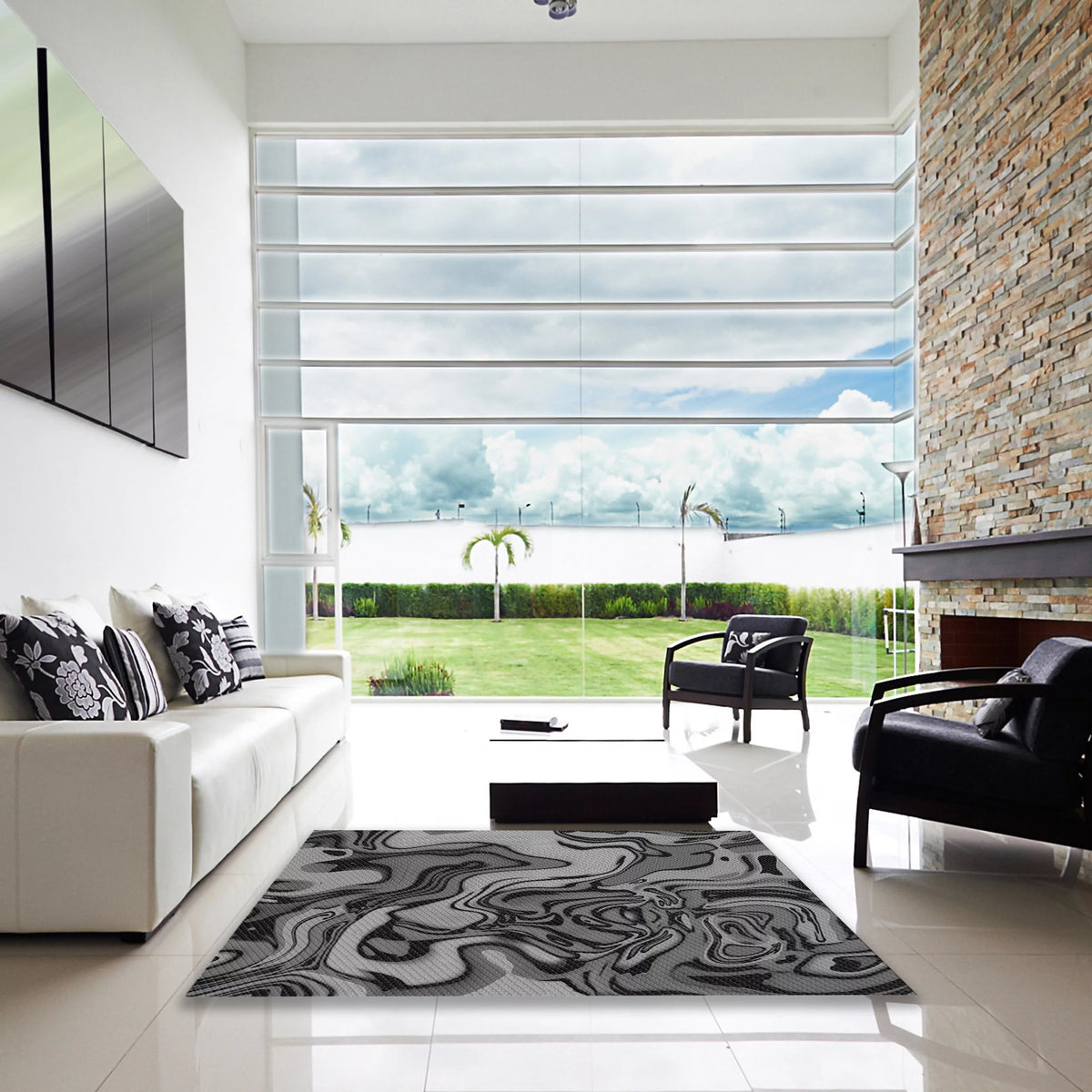 Dark Gray Black Area Rugs, 2' x 3' O44749