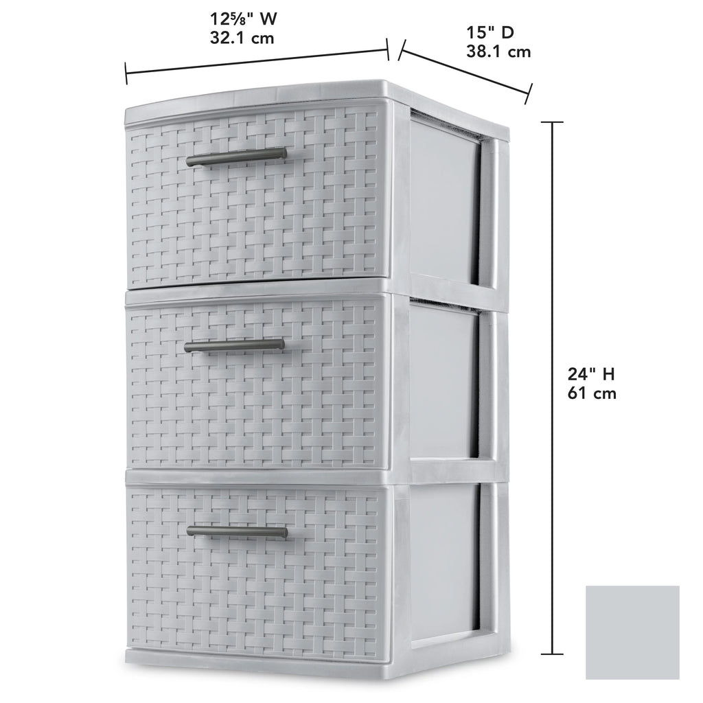 3 Drawer Plastic Weave Tower Set of 2 C273