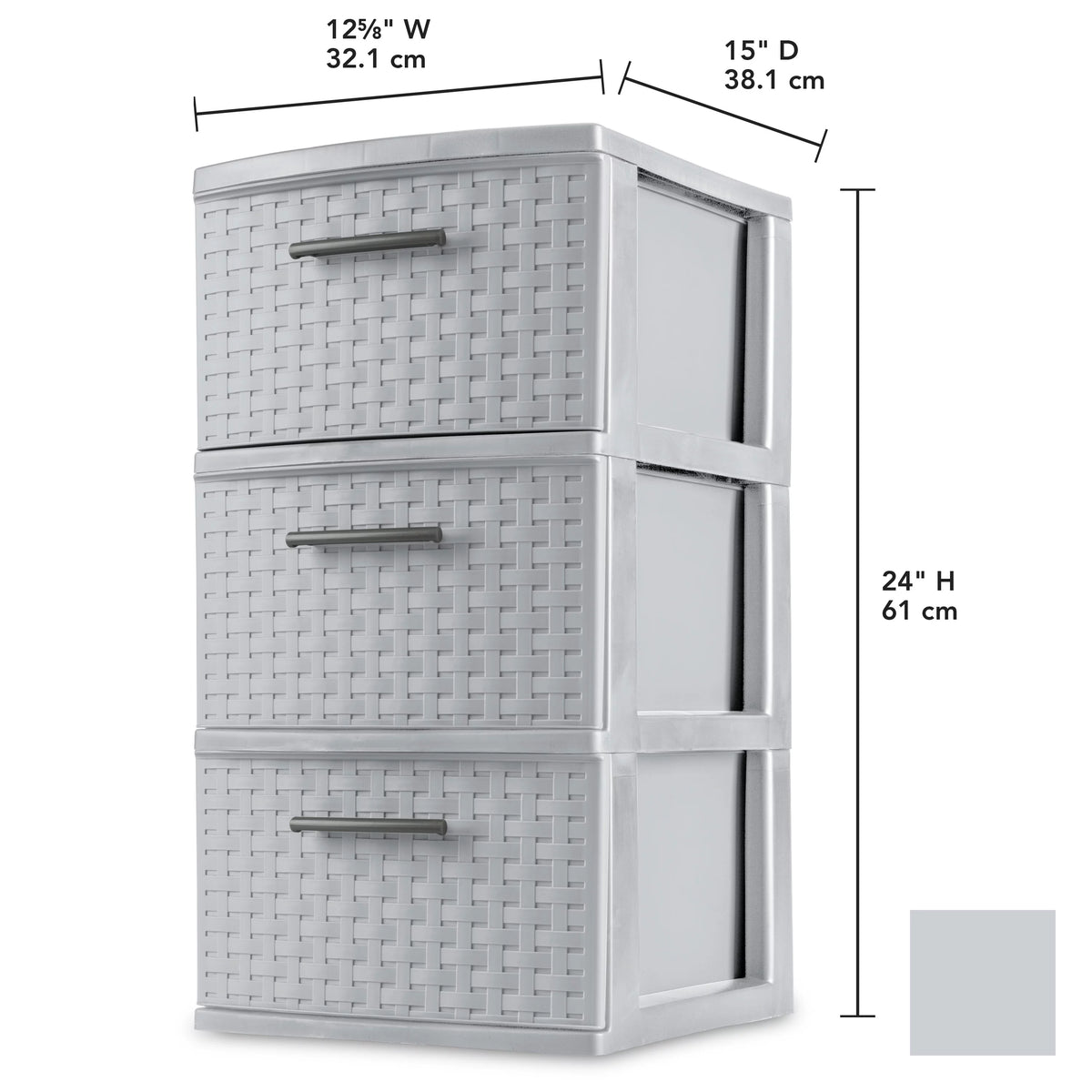 3 Drawer Plastic Weave Tower Set of 2 C273