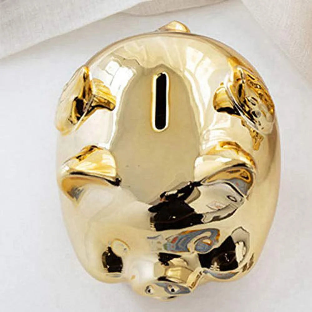 Ceramic Gold Pig Piggy Bank P33646