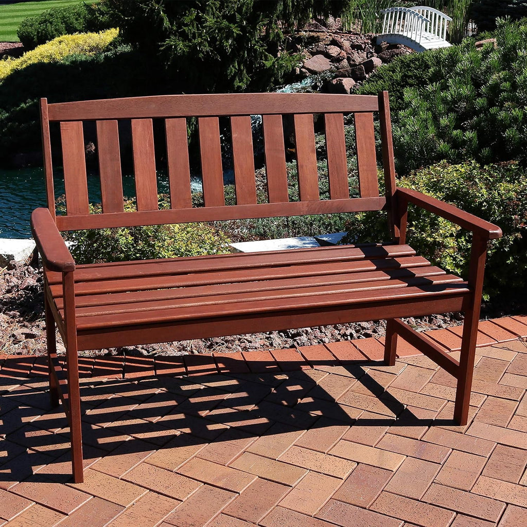 Meranti Wood 2-Seat Outdoor Garden Bench W448
