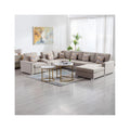 Linen Fabric Reversible Chaise Sectional Sofa with USB and Storage Console J3639
