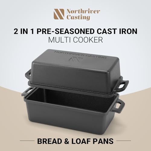 9x5 Inch Cast Iron Loaf Pan with Lid 2 Piece Set C849