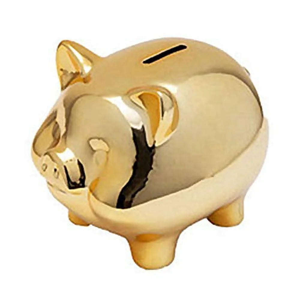 Ceramic Gold Pig Piggy Bank P33646