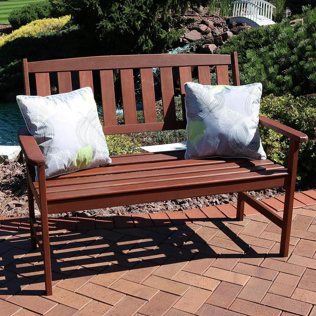 Meranti Wood 2-Seat Outdoor Garden Bench W448