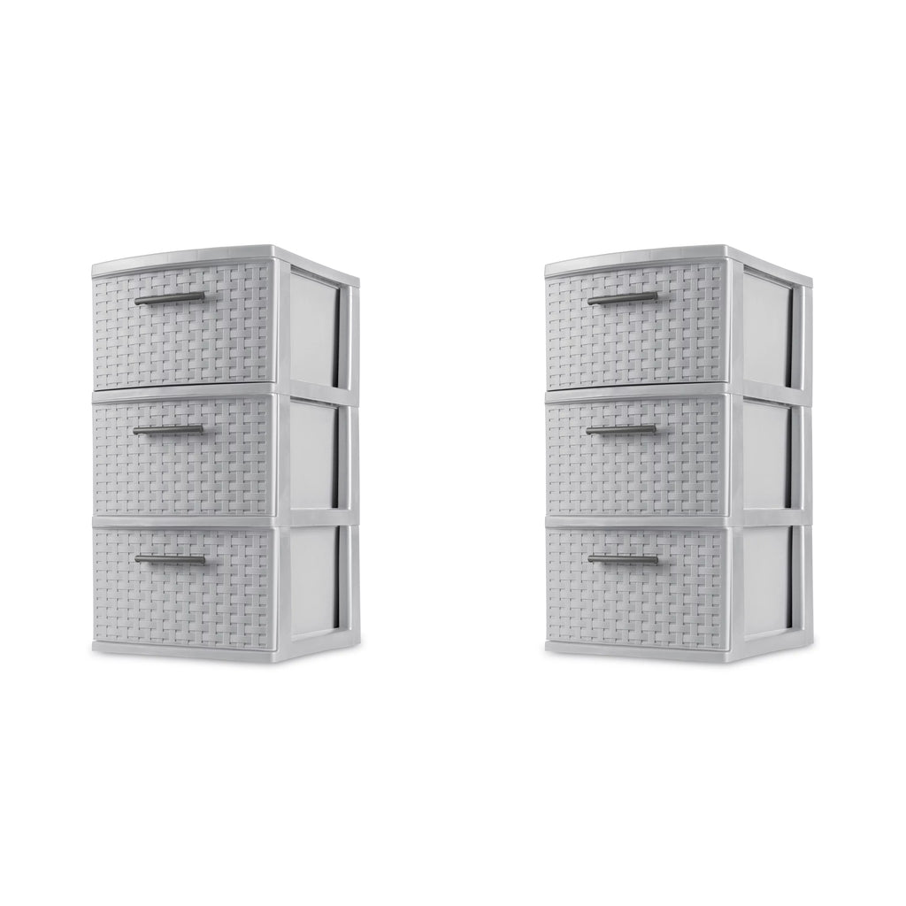 3 Drawer Plastic Weave Tower Set of 2 C273