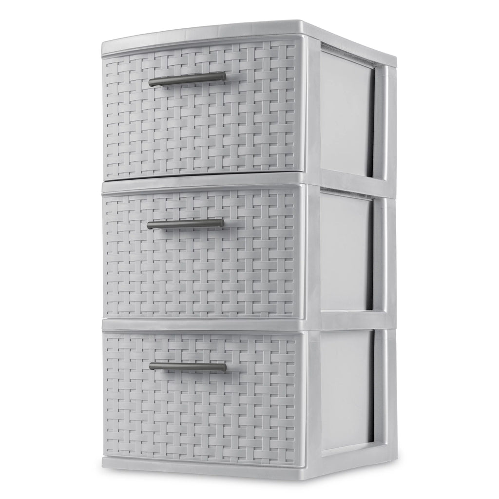 3 Drawer Plastic Weave Tower Set of 2 C273