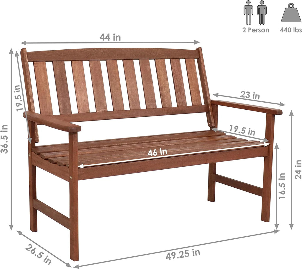 Meranti Wood 2-Seat Outdoor Garden Bench W448
